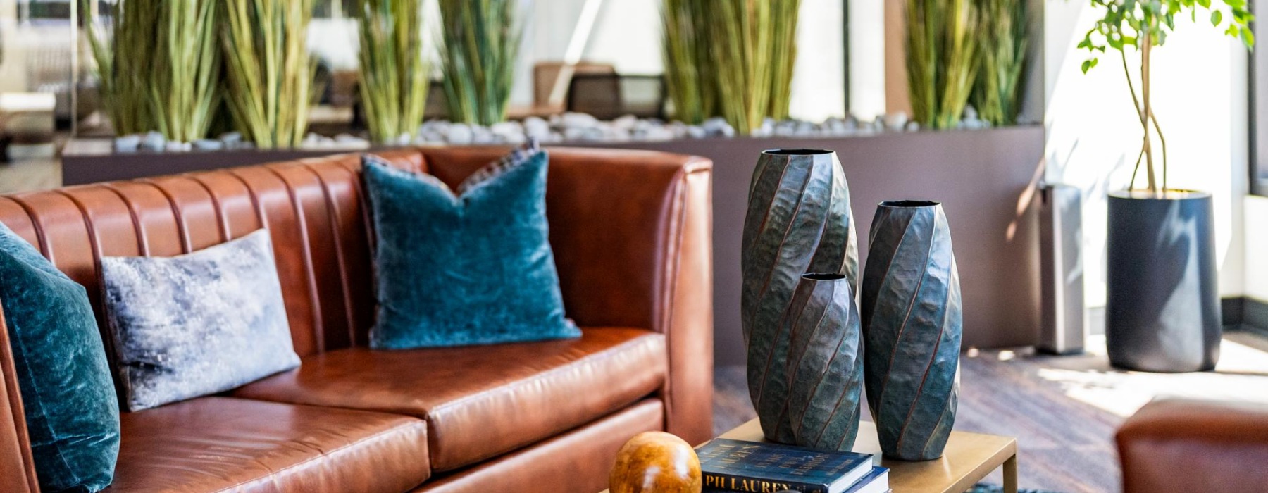 Close up photo of sofa and coffee table