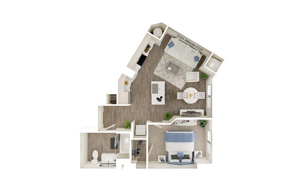 AB - 1 bedroom floorplan layout with 1 bath and 665 square feet. AB - 1 bedroom floorplan layout with 1 bath and 665 square feet.