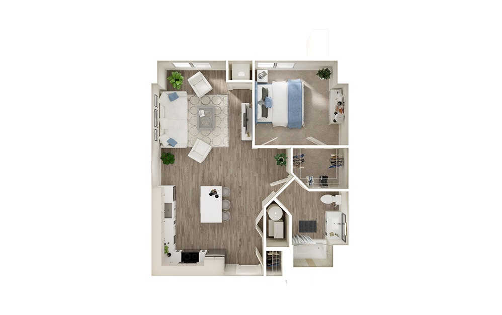 AG - 1 bedroom floorplan layout with 1 bath and 723 to 786 square feet. AG - 1 bedroom floorplan layout with 1 bath and 723 to 786 square feet.