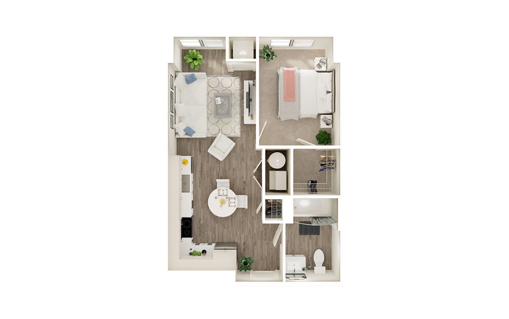 AH - 1 bedroom floorplan layout with 1 bath and 596 square feet. AH - 1 bedroom floorplan layout with 1 bath and 596 square feet.