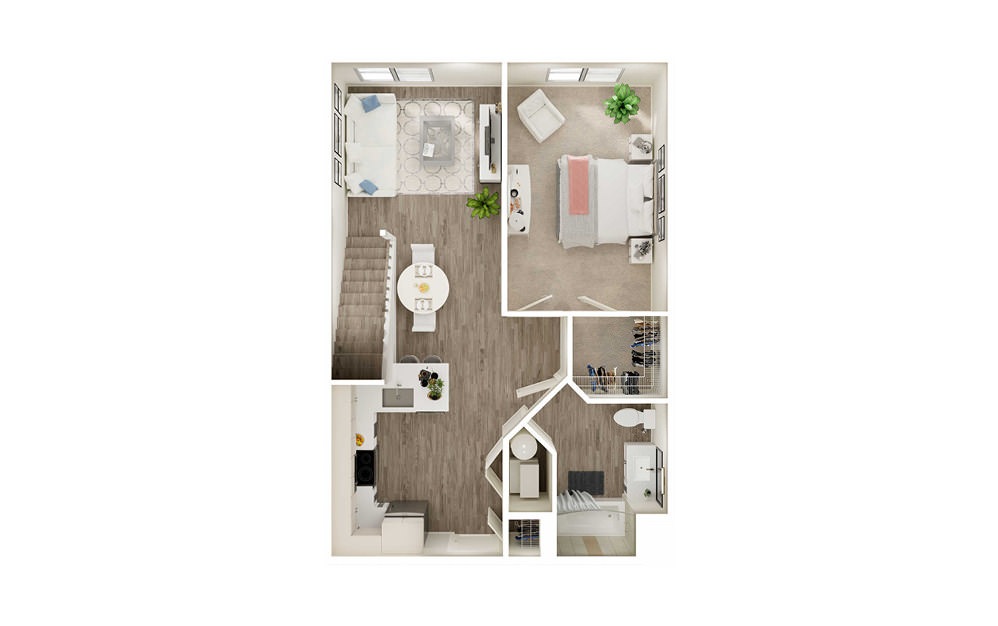 AK1L - 1 bedroom floorplan layout with 1 bath and 859 square feet. (Floor 1) AK1L - 1 bedroom floorplan layout with 1 bath and 859 square feet. (Floor 1)