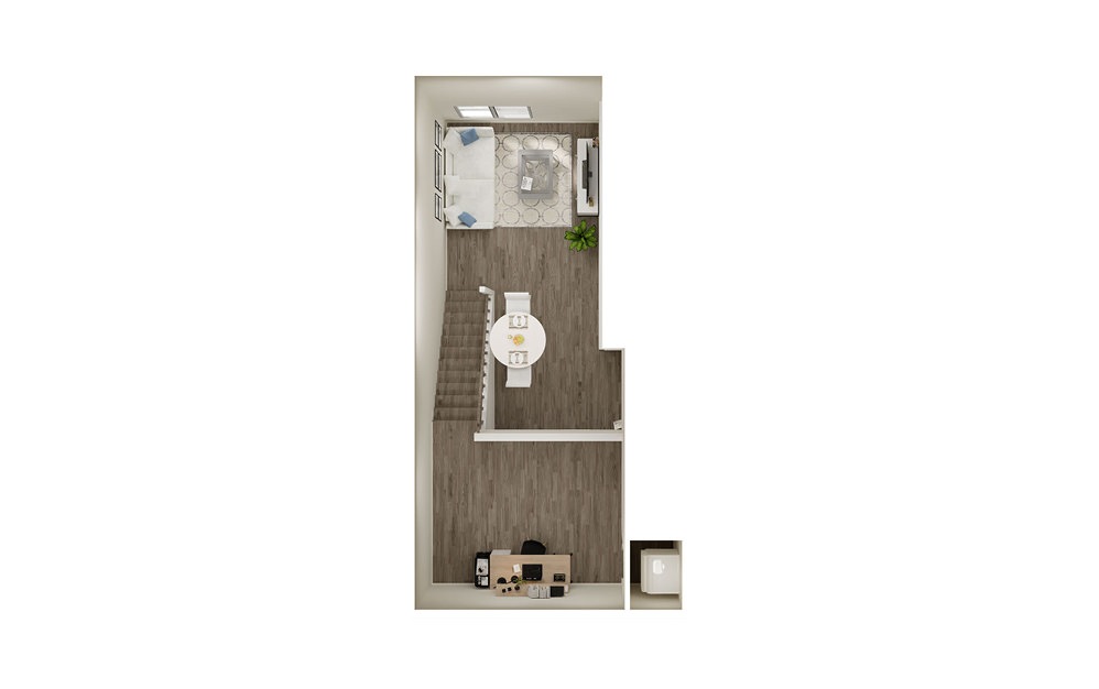 AK1L - 1 bedroom floorplan layout with 1 bath and 859 square feet. (Floor 2)