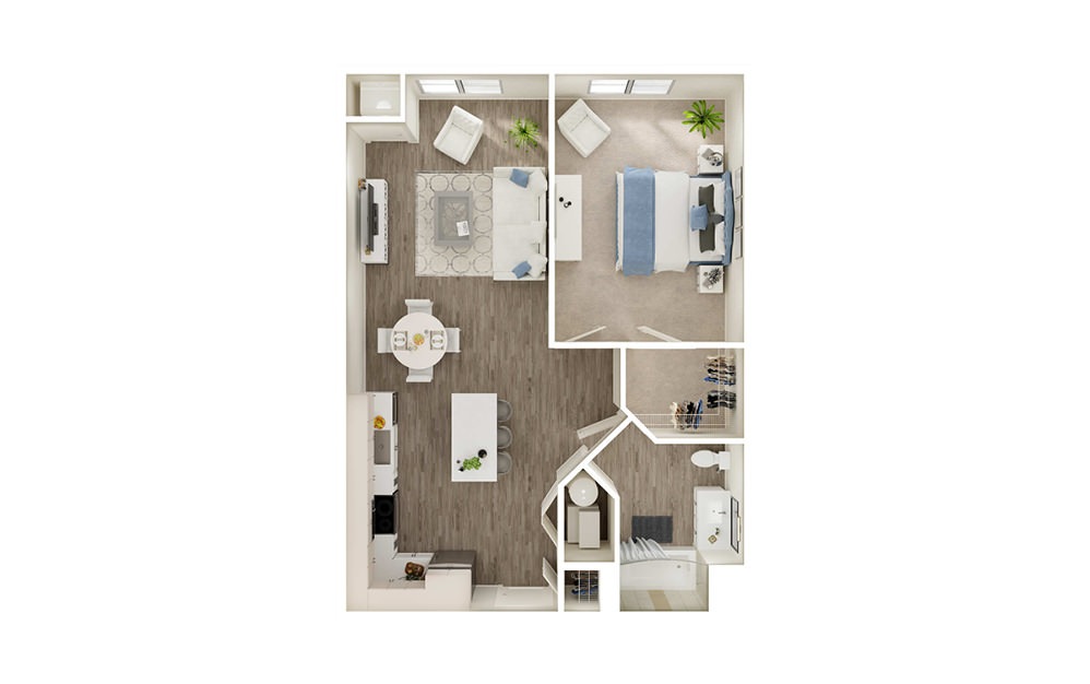 AL2 - 1 bedroom floorplan layout with 1 bath and 777 square feet. AL2 - 1 bedroom floorplan layout with 1 bath and 777 square feet.