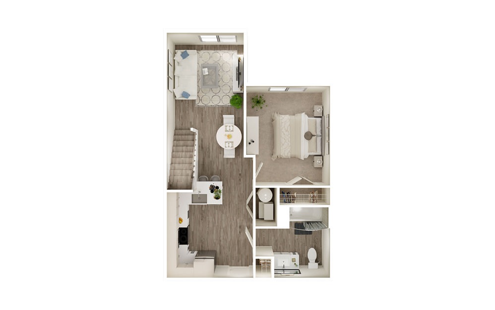 AQ4L - 1 bedroom floorplan layout with 1 bath and 758 square feet. (Floor 1) AQ4L - 1 bedroom floorplan layout with 1 bath and 758 square feet. (Floor 1)