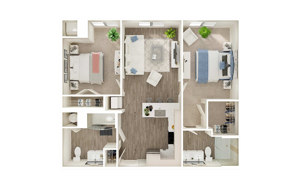 BC - 2 bedroom floorplan layout with 2 baths and 952 square feet. BC - 2 bedroom floorplan layout with 2 baths and 952 square feet.