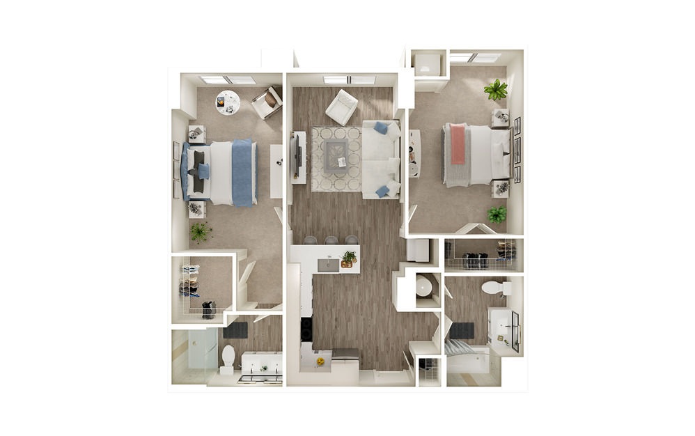 BE - 2 bedroom floorplan layout with 2 baths and 1056 square feet. BE - 2 bedroom floorplan layout with 2 baths and 1056 square feet.