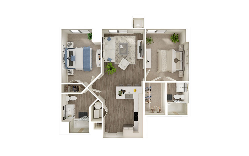 BF - 2 bedroom floorplan layout with 2 baths and 910 square feet. BF - 2 bedroom floorplan layout with 2 baths and 910 square feet.