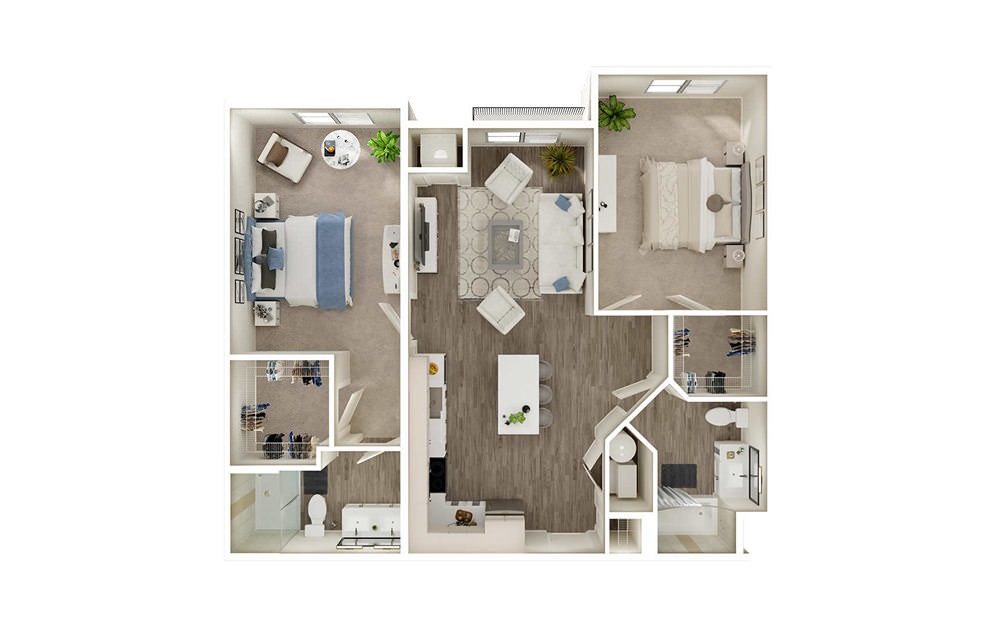 BH - 2 bedroom floorplan layout with 2 baths and 1086 square feet. BH - 2 bedroom floorplan layout with 2 baths and 1086 square feet.