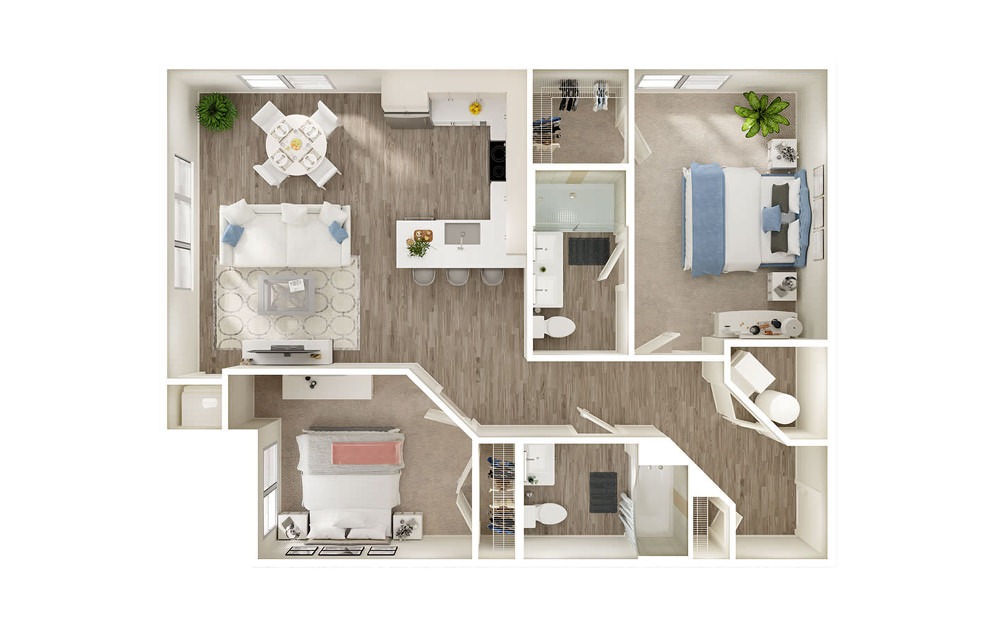 BN - 2 bedroom floorplan layout with 2 baths and 1033 square feet. BN - 2 bedroom floorplan layout with 2 baths and 1033 square feet.