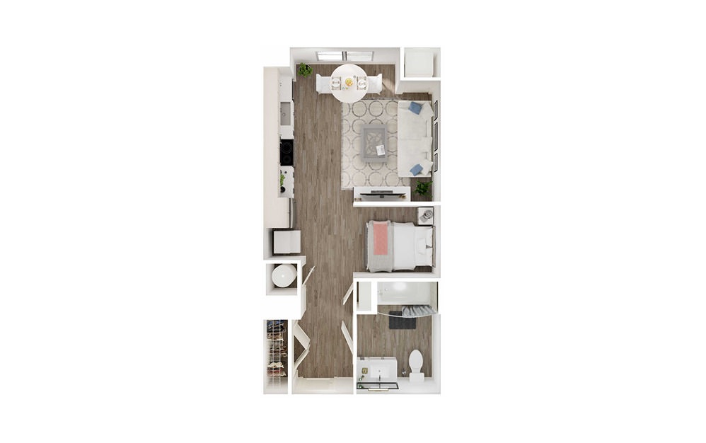 SA - Studio floorplan layout with 1 bath and 517 square feet. SA - Studio floorplan layout with 1 bath and 517 square feet.
