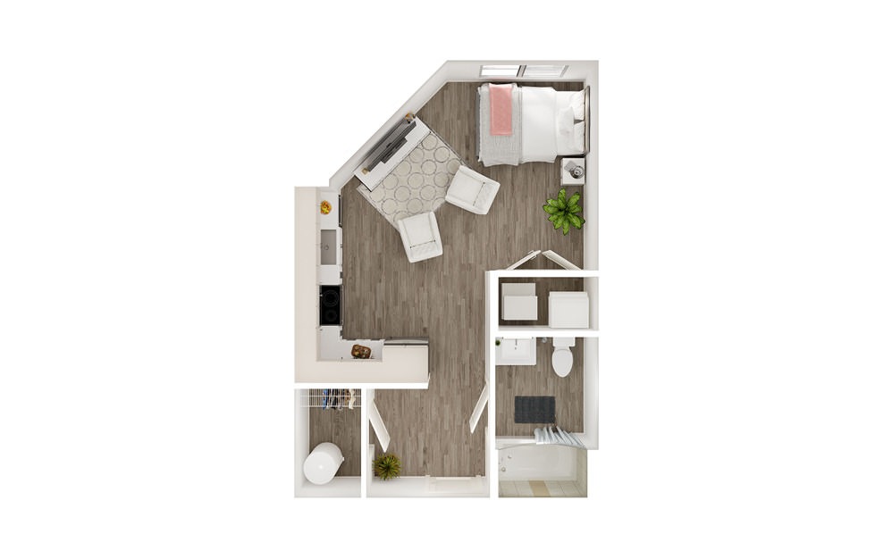 SG2 - Studio floorplan layout with 1 bath square feet. SG2 - Studio floorplan layout with 1 bath square feet.