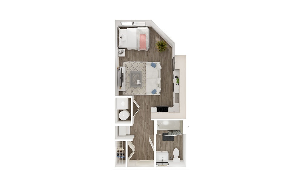 SHL - Studio floorplan layout with 1 bath and 578 to 675 square feet. (Floor 1) SHL - Studio floorplan layout with 1 bath and 578 to 675 square feet. (Floor 1)