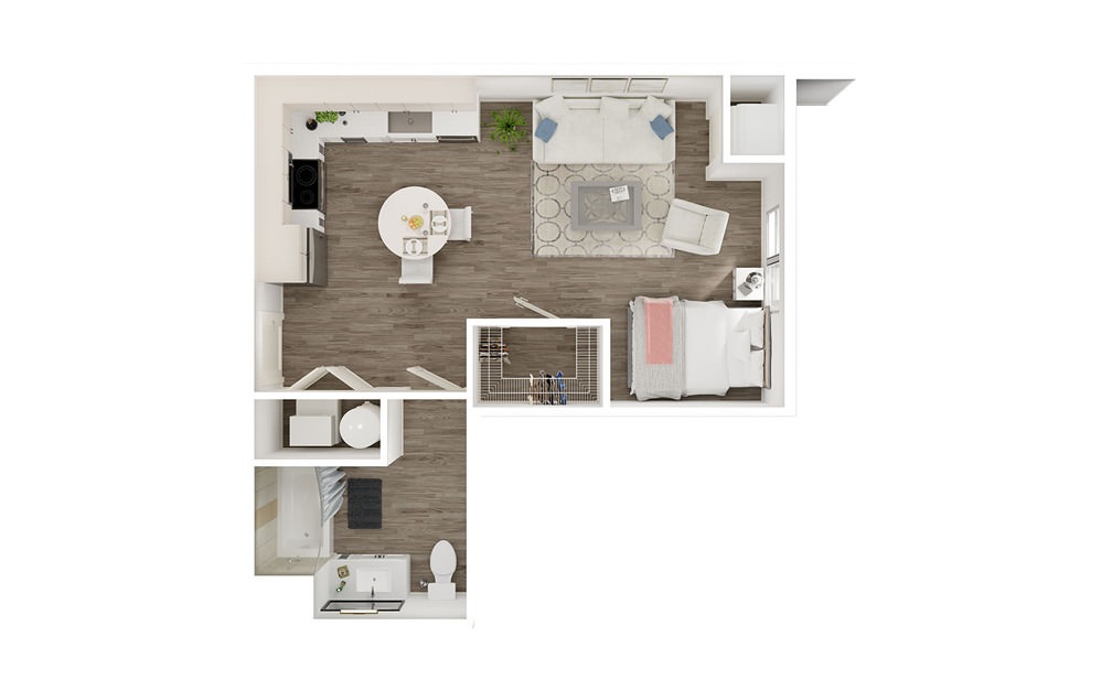 SK - Studio floorplan layout with 1 bath and 539 square feet.